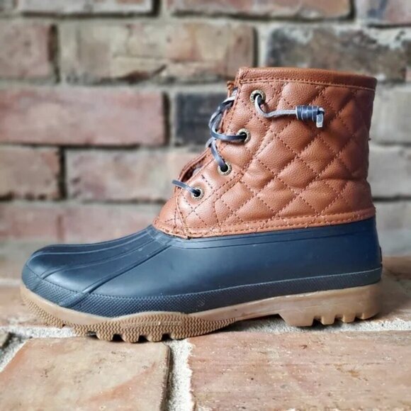 Sperry Topsider Port Duck Blue with Pink Boots Nautical Waterproof Rubber size 8 - Picture 3 of 14